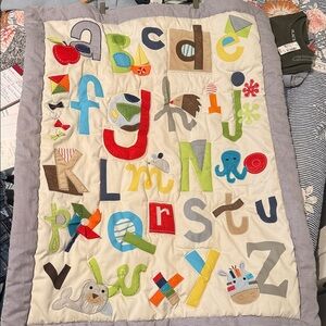 Colorful Alphabet Kids Quilt Measurements 33 x 42 inches